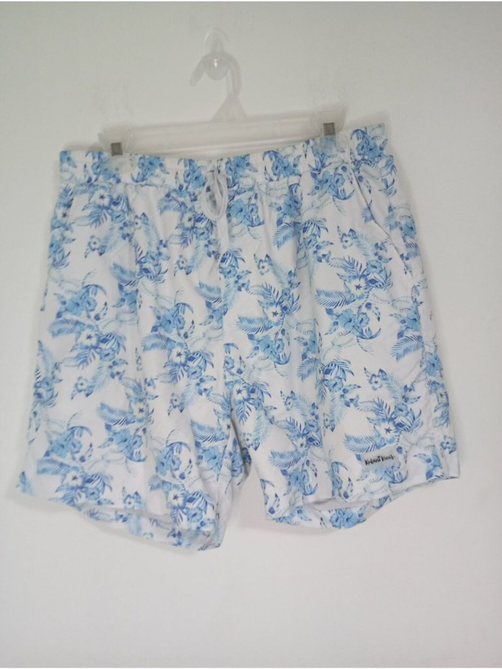 Kulani Kinis Mens Tropical Blue Floral Swim Shorts Size Large Beach Vacation